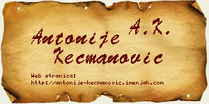 Antonije Kecmanović vizit kartica